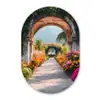 Doorkijk - Bloemen - Tropisch - Kleurrijk Wandcirkel Ovaal Glas middel -3d