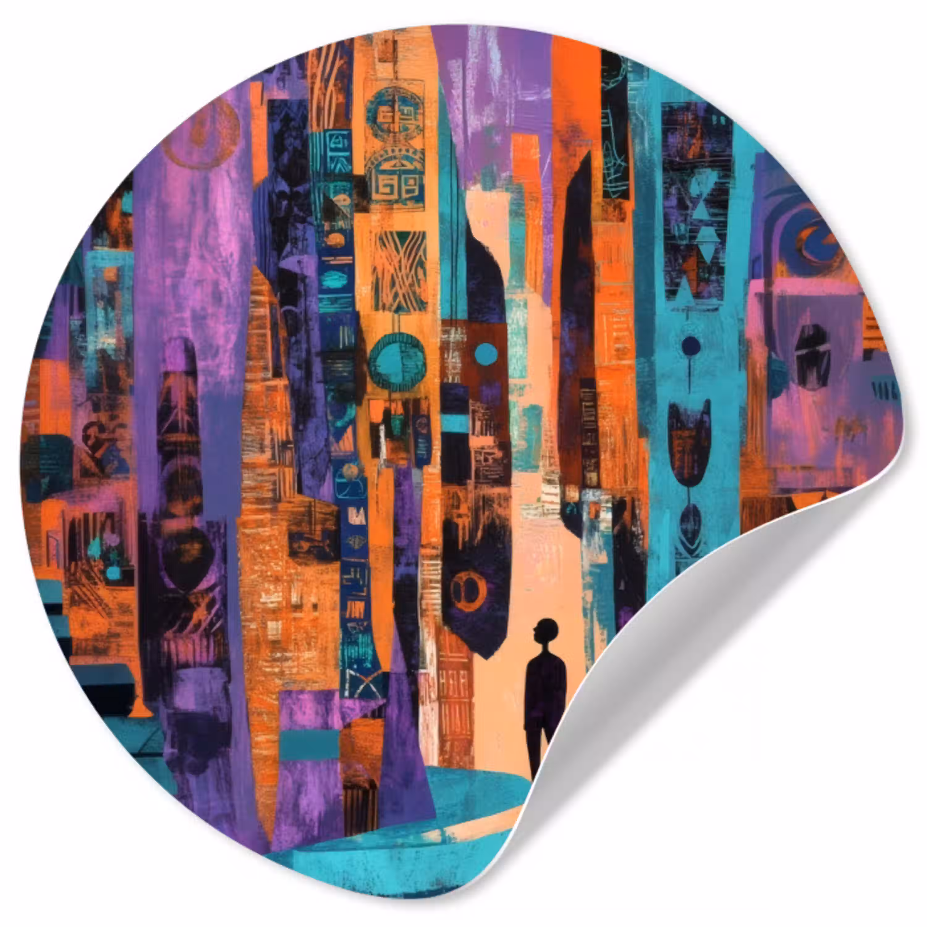 Abstract - Figuren - Kleurrijk Wandcirkel behangsticker klein -3d