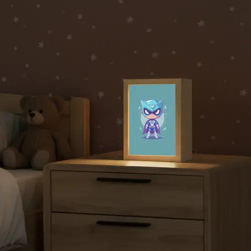 Superheld - Blauw - Jongens Light Box met kabel klein -sfeer1_kind