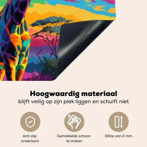 Giraffe - Savanna - Lucht - Gekleurd Inductie beschemer met haakjes middel -ky-onderkant-nl