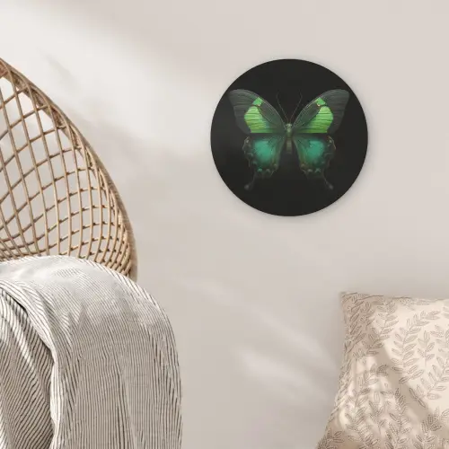 Vlinder - Groen - Opvallend Akoestische PET Vilt - Rond klein -sfeer4