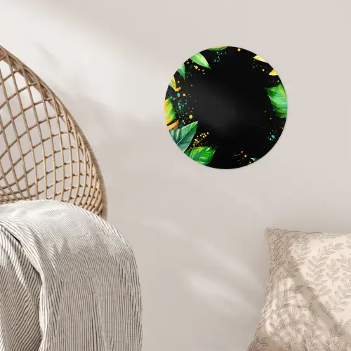 Bladeren - Groen - Geel - Verf - Jungle Wandcirkel behangsticker klein -sfeer4