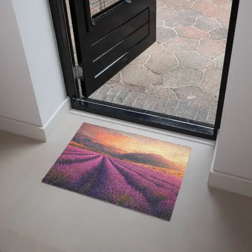 Lavendelveld - Zonsondergang - Paars Deurmat klein -sfeer5