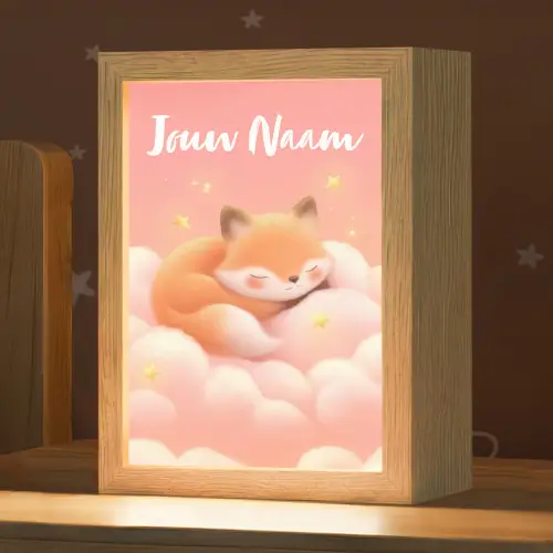 Wolken - Vos - Oranje - Sterren Light Box met kabel (Kinderlampje) klein -zzz_3d_website