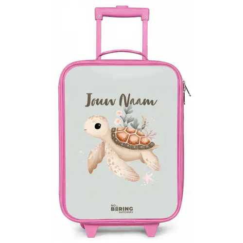 Bruine zeeschildpad in pastel onderwaterwereld Kinderkoffer - Roze klein -zz3dotto