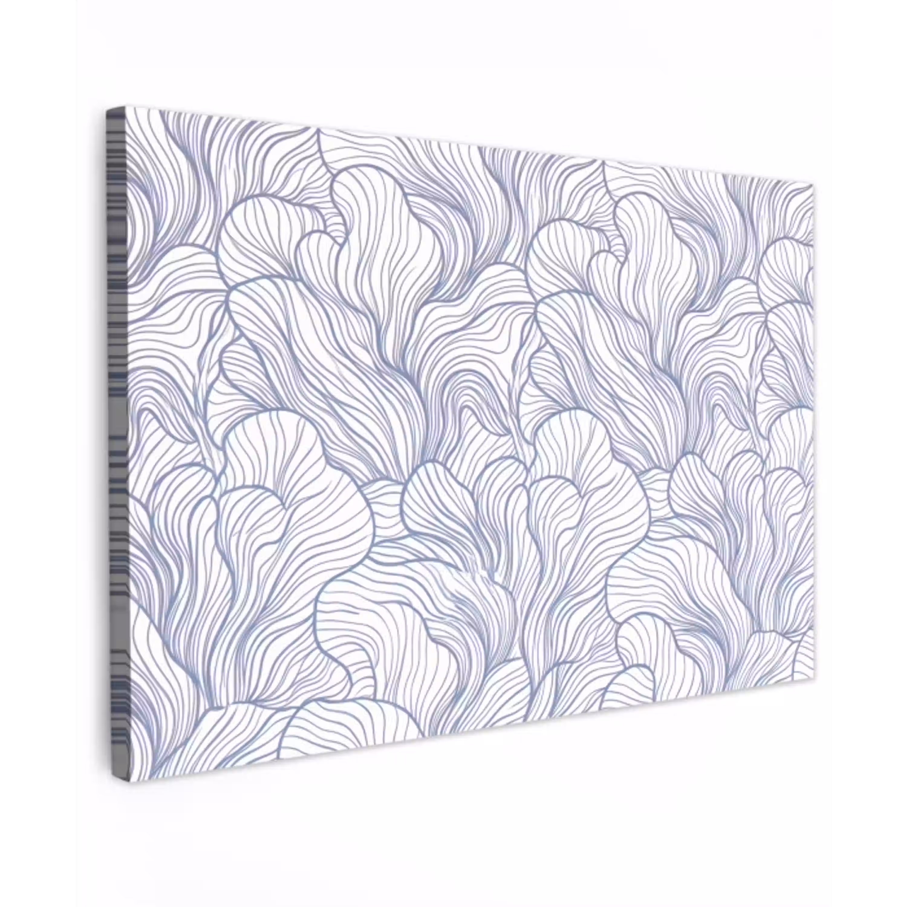 Patroon - Lijnen - Organisch - Abstract - Blauw Tuinposter op houten frame 2 cm dik klein -3d