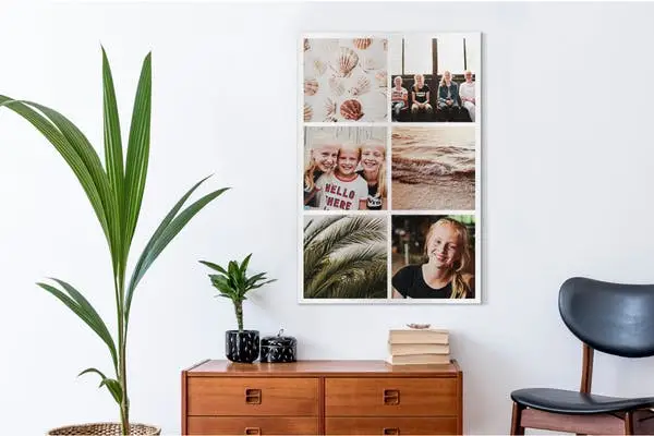 Collage op aluminium aan de muur