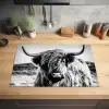 Schotse hooglander - Natuur - Koe - Zwart - Wit Inductie beschermer vinyl 3mm klein -sfeer5