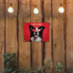 Hond - Hartjesbril - Loveyou - Rood tuinposter los doek klein -sfeer1