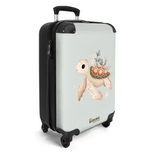 Bruine zeeschildpad in pastel onderwaterwereld NBS - Handbagage koffer - Volwassenen Unisex middel -productfoto_3d