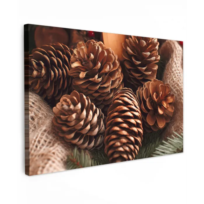 Dennenappels - Boom - Winter - Natuur - Bruin Tuinposter op houten frame 2 cm dik klein -3d
