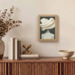 Vrouw - Beige - hoed Light Box met kabel (Tafellamp) klein -sfeer2