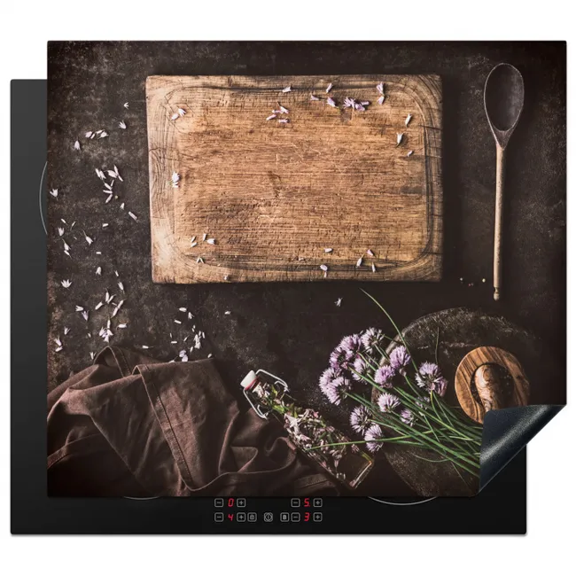 Stilleven met Snijplank Inductie beschermer vinyl 3mm middel -3d