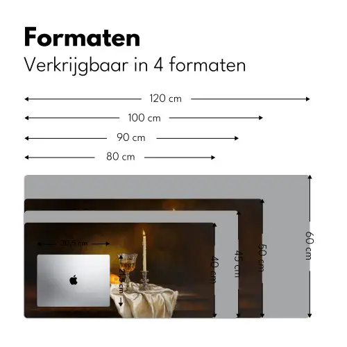 Fruit -  Stilleven - Wijn - Kaars Muismat XXL klein -sfeer5