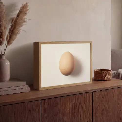 Ei - Beige - Ovaal - Egaal Light Box met batterij (Wandlamp) middel -sfeer2