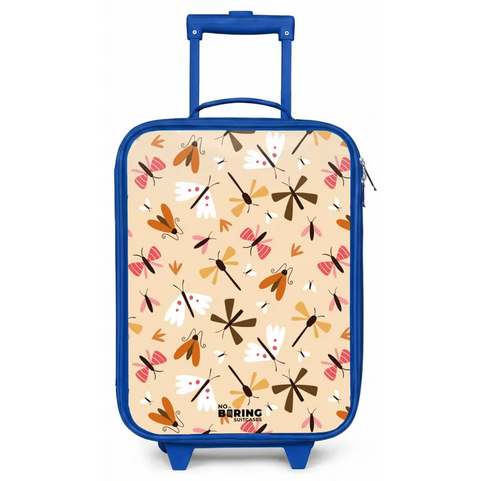 Insectenpatroon in bruin, roze en oranje op beige achtergrond Kinderkoffer - Blauw klein -zz3dotto