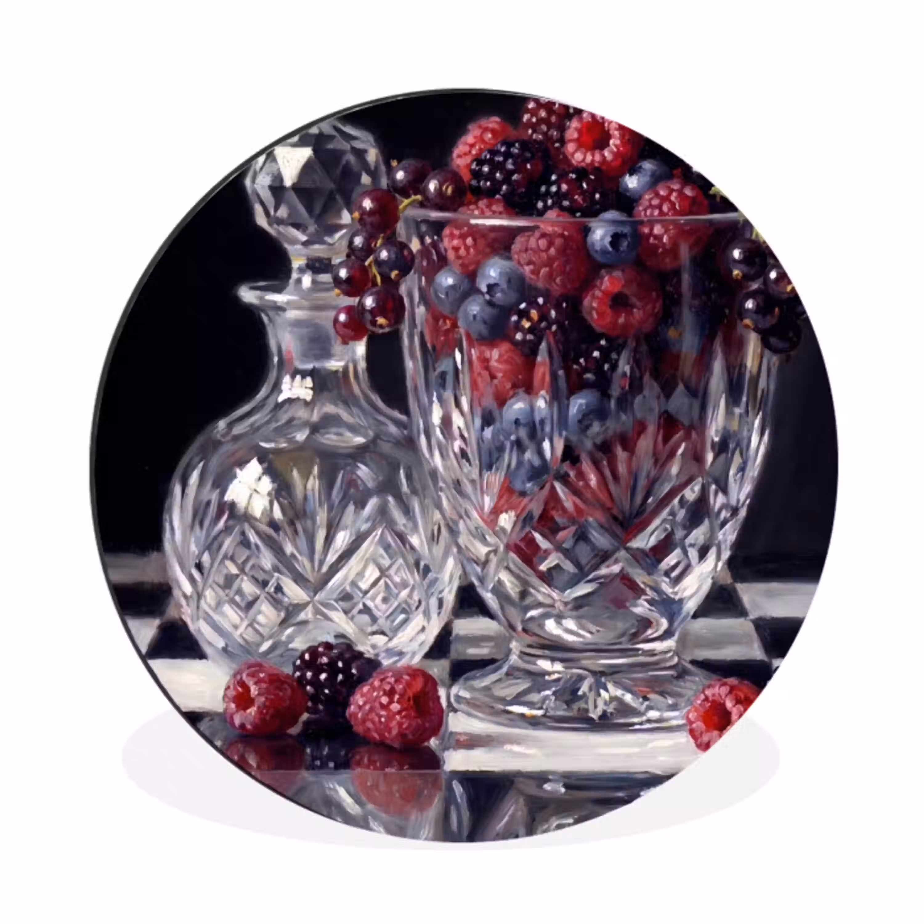 Bessen - Kristal - Stilleven Wandcirkel aluminium klein -3d