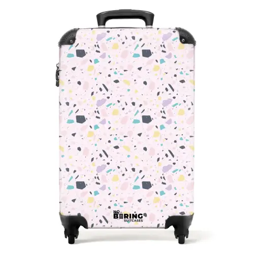 Terrazzo patroon roze confetti NBS - Handbagage koffer - Kinderen Unisex middel -productfoto_recht