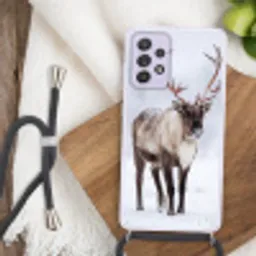 Rendier - Gewei - Toendra - Sneeuw - Wild Hoesje Samsung Galaxy A52 5G met koord klein -sfeer4