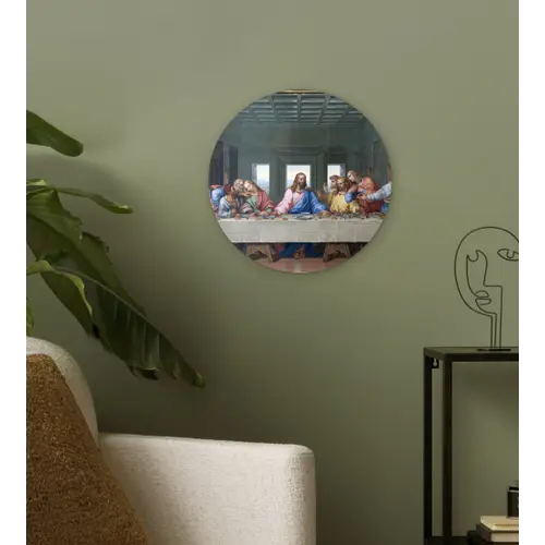 Het laatste avondmaal - Leonardo da Vinci Wandcirkel kunststof plaat 5mm dik klein -sfeer3