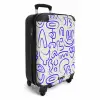 Blauwe abstracte vormen op beige NBS - Handbagage koffer - Kinderen Unisex middel -productfoto_3d