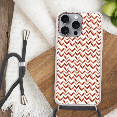Strepen - Rood - Wit - Patroon Hoesje iPhone 16 Pro Max met koord klein 804 -sfeer4