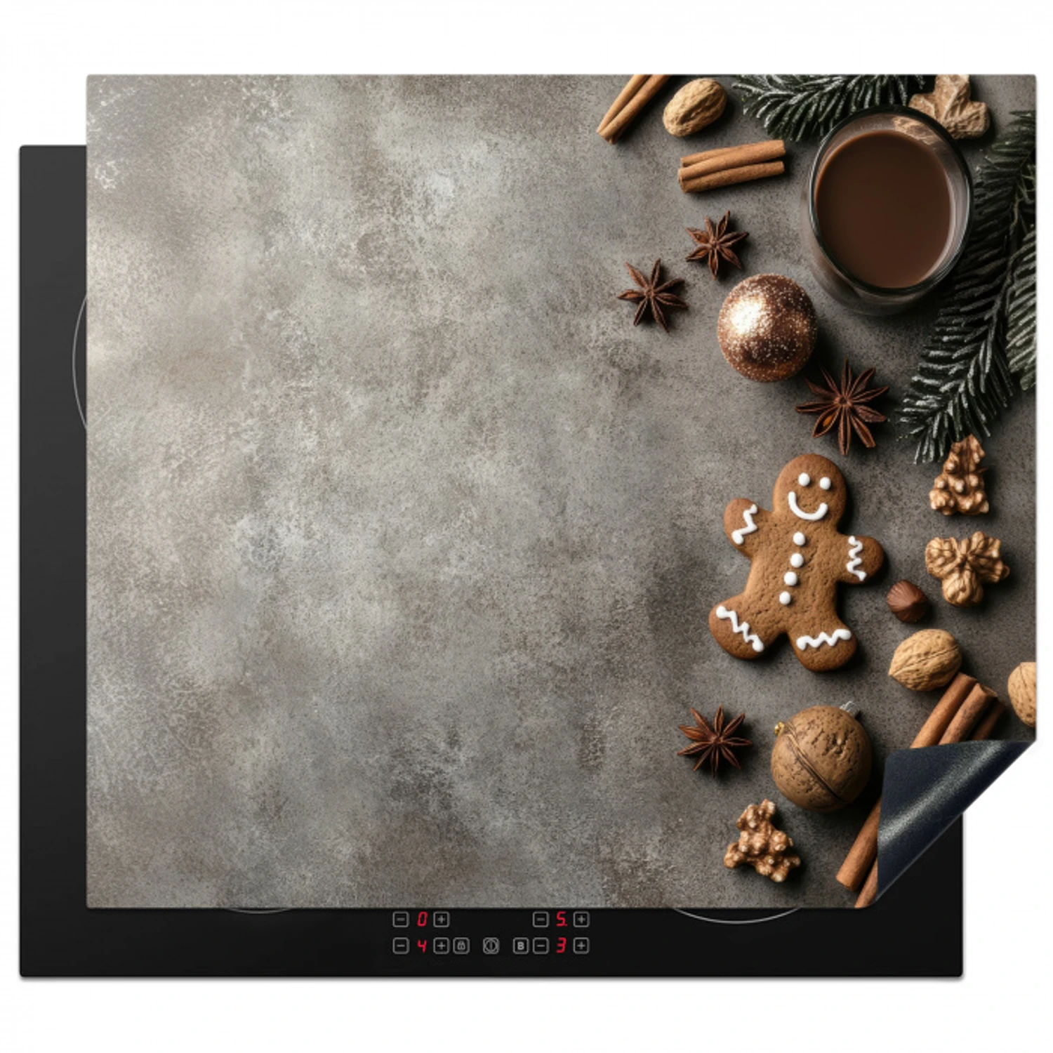 Winter - Kerst - Warm - Eten Inductie beschermer vinyl 3mm middel -3d