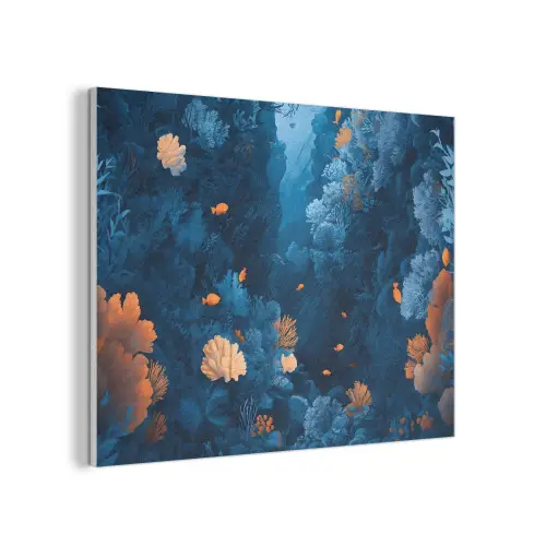 Koraalrif - Vissen - Oceaan - Blauw PET vilt klein -3d