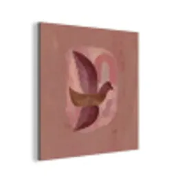 Illustratie - Vogels - Abstract - Roze aluminium wit klein -3d