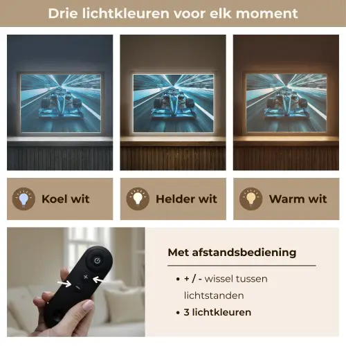Race - Auto - Formule 1 - Jongens - Blauw Light Box met batterij (Wandlamp kind) middel -USP_lichtkleurNL