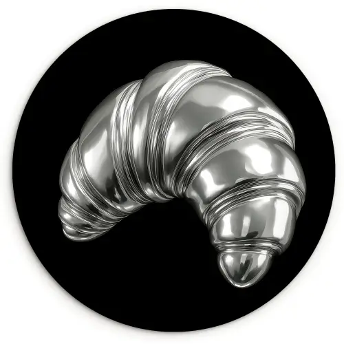 Croissant - Metaal - Zilver Wandcirkel kunststof plaat 5mm dik klein -3d