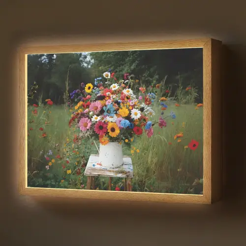 Bloemen - Krukje - Gieter - Veld Light Box met batterij (Wandlamp) middel -z3d_website