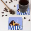 Mok - Koffie - Vrouw - Paars onderzetter kurk middel -sfeer2