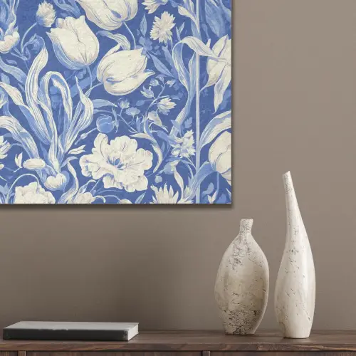 Bloemen - Delfts Blauw - Patroon - Tulp PET vilt klein -sfeer6_closeup