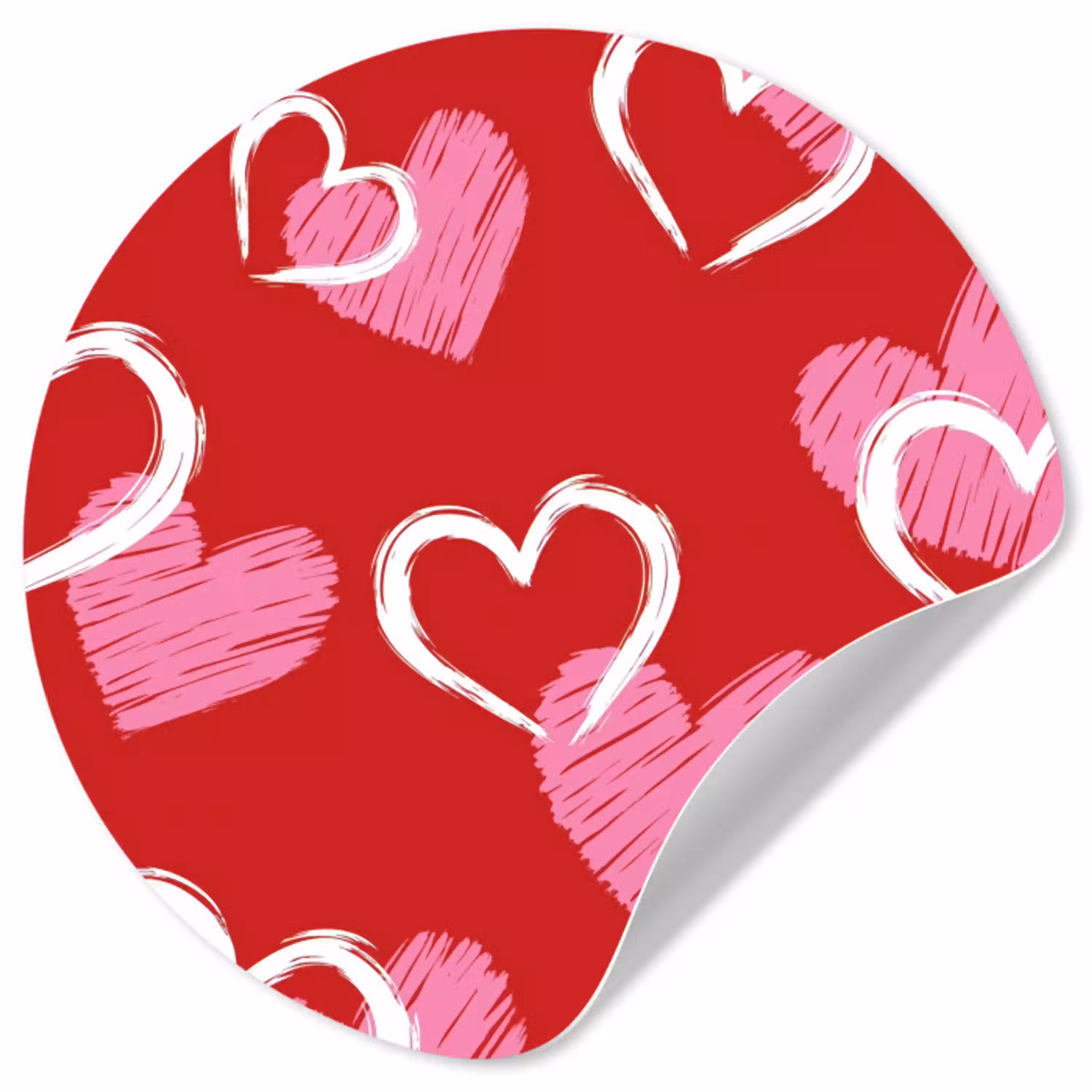 Patroon - Hartjes - Roze - Valentijn Wandcirkel behangsticker klein -3d