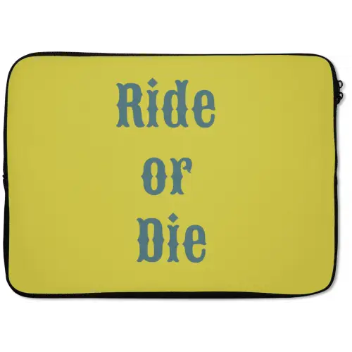 Ride or die - Geel - Blauw laptophoes neopreen klein -zkaufland3dotto