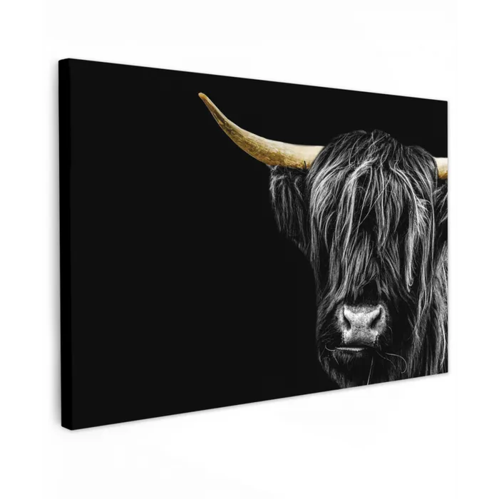 Schotse hooglander - Goud - Vacht - Dieren - Koe Tuinposter op houten frame 2 cm dik klein -3d