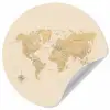 Wereldkaart - Realistisch - Beige Wandcirkel behangsticker klein -3d