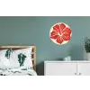 Rode hibiscusbloem - Textuur achtergrond - Beige Wandcirkel aluminium klein -slaapkamer