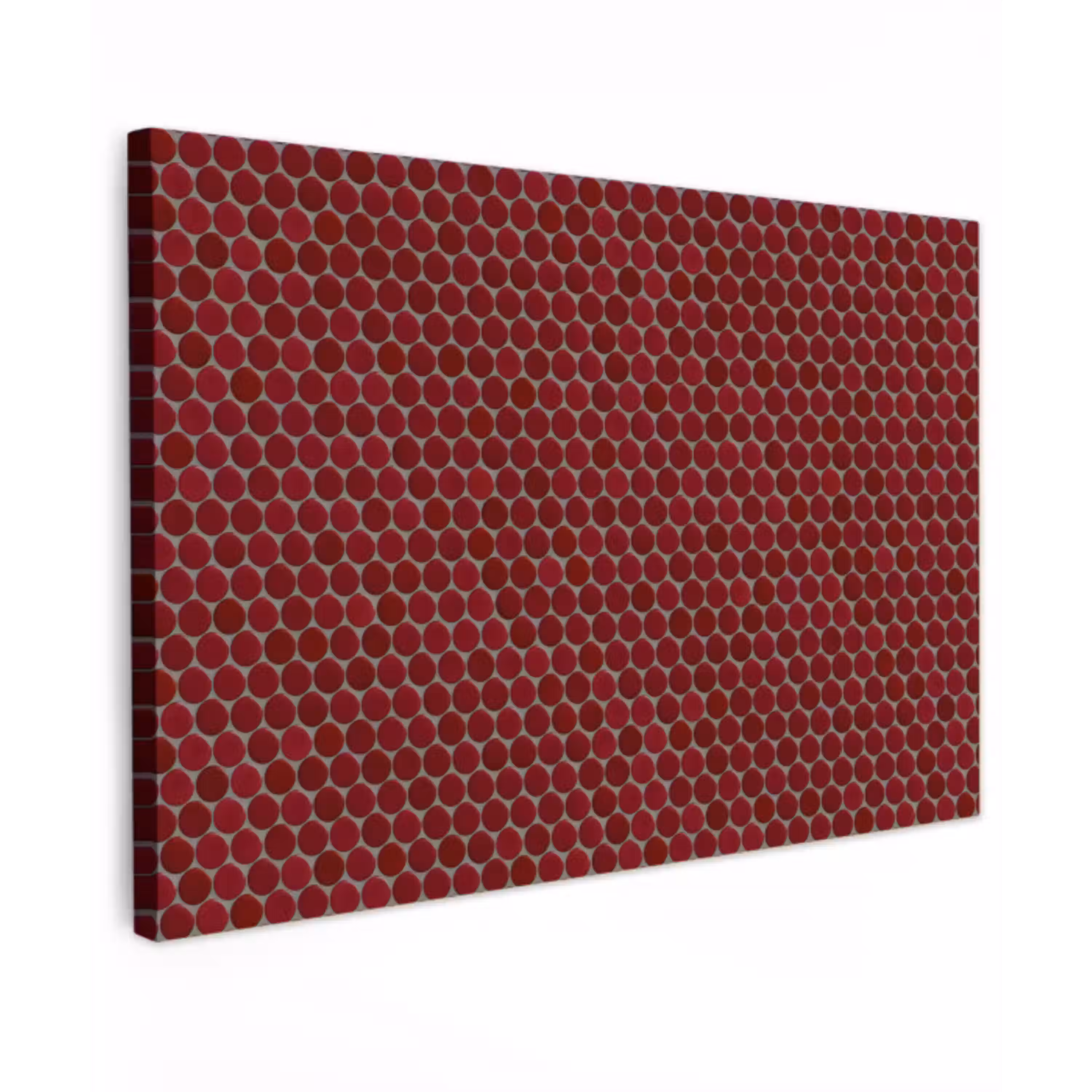 Penny - Mozaïek - Rond - Rood Tuinposter op houten frame 2 cm dik klein 845 -3d
