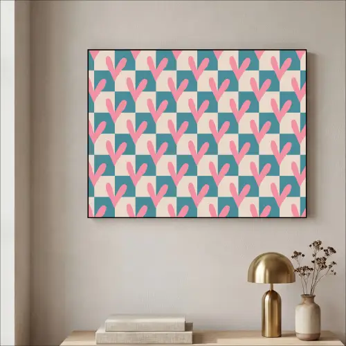 Vlakken - Hartjes - Patroon - Retro Textielframe zwart klein 947 -sfeer2