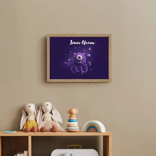 Monster - Paars - Ruimte Light Box met batterij (Wandlamp kind) middel -sfeer2_kind