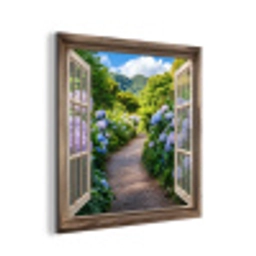 Doorkijk - Hortensia - Pad - Natuur aluminium wit klein -3d