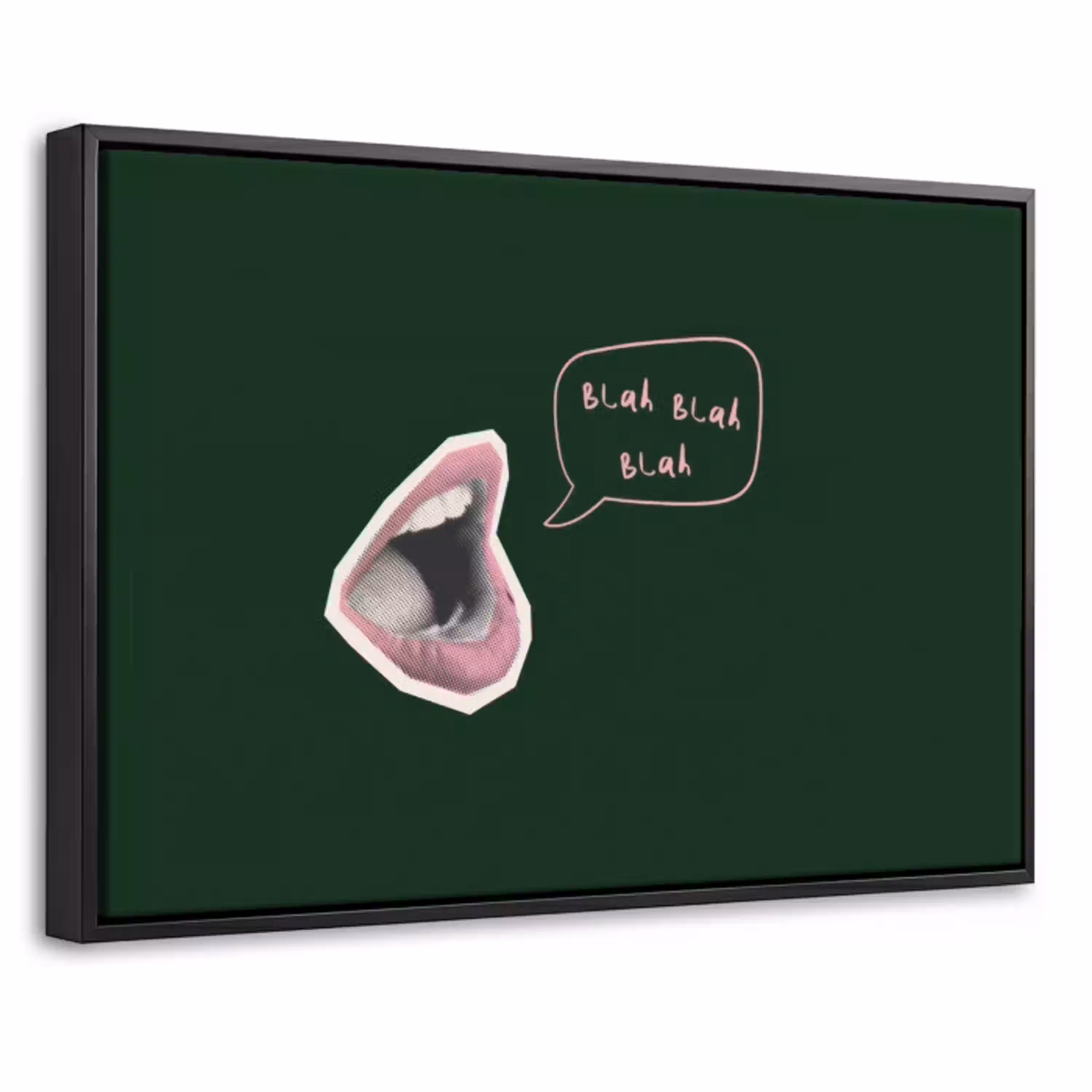 Illustratie - Mond - Donkergroen - Tekstwolkje Canvas met baklijst klein -threedimensional_3d_global