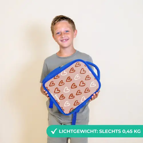 Hartjes patroon in roze en wit Kinderrugzak - Blauw middel -sfeer1_NL