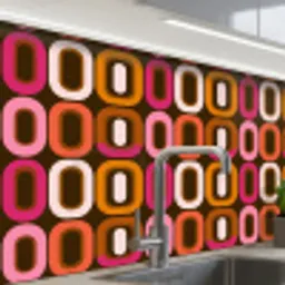 Modern - Retro - Kleurrijk keuken achterwand 2 middel 865 -zzzz3d_schuin