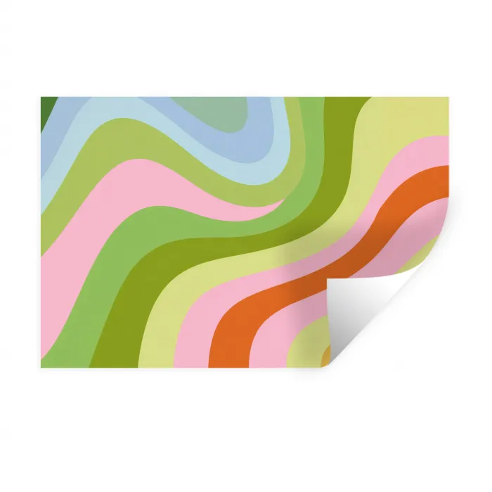 Lijnen - Pasteltinten - Golvend Muursticker klein -3d