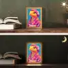 Bloemenkrans - Hagedis - Kimono - Paars Light Box met kabel (Tafellamp) klein -sfeer3