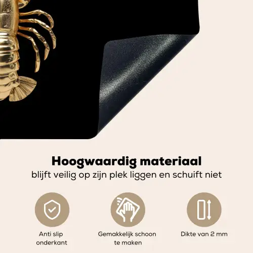 Kreeft - Goud - Textuur - Zwart Inductie beschemer met haakjes klein -ky-onderkant-nl