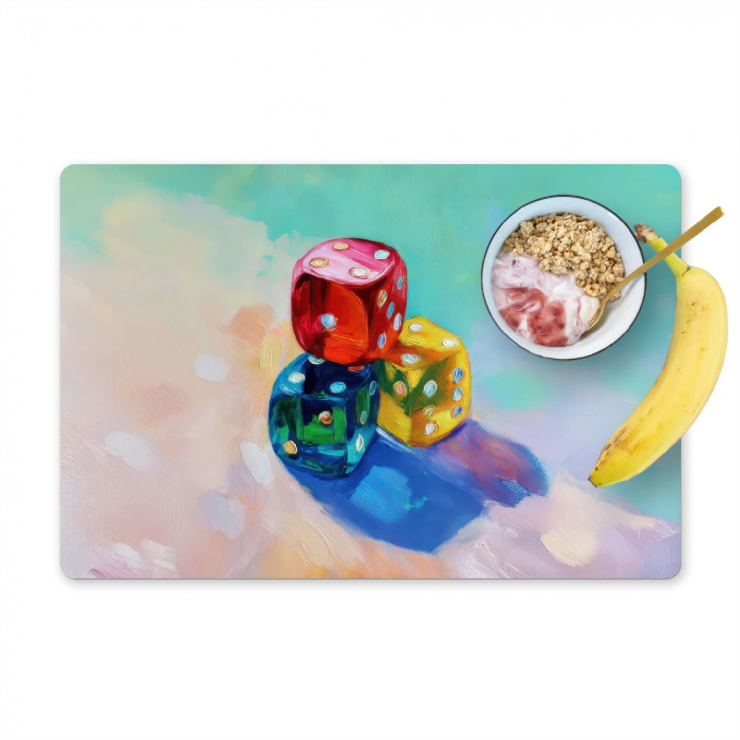 Dobbelstenen - Kleurrijk - Getallen - Stipjes Placemat vinyl groot -zzzproduct_Kitchenyeah-website